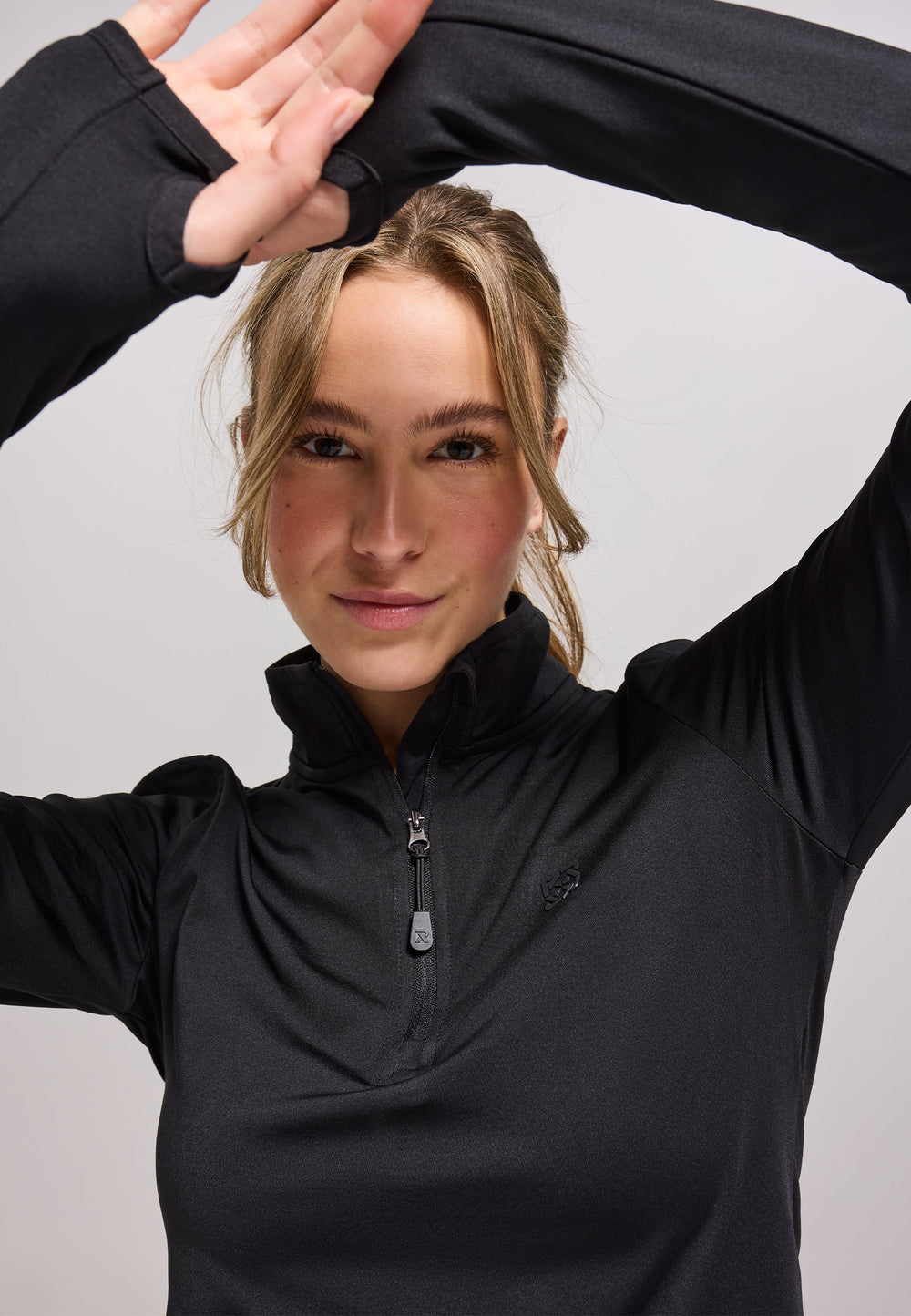 Sublime Tamsin long sleeve sports top for women, black, sustainable performance wear