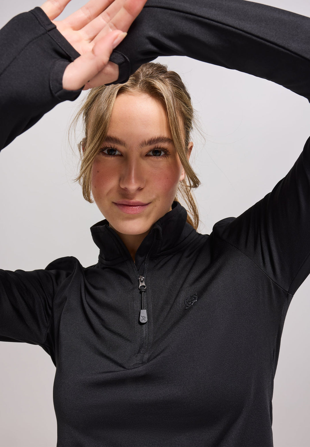 Sublime Tamsin long sleeve sports top for women, black, sustainable performance wear