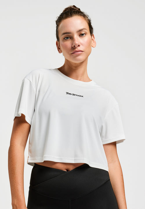 Sublime Nova cropped sports shirt for women, white, sustainable sportswear